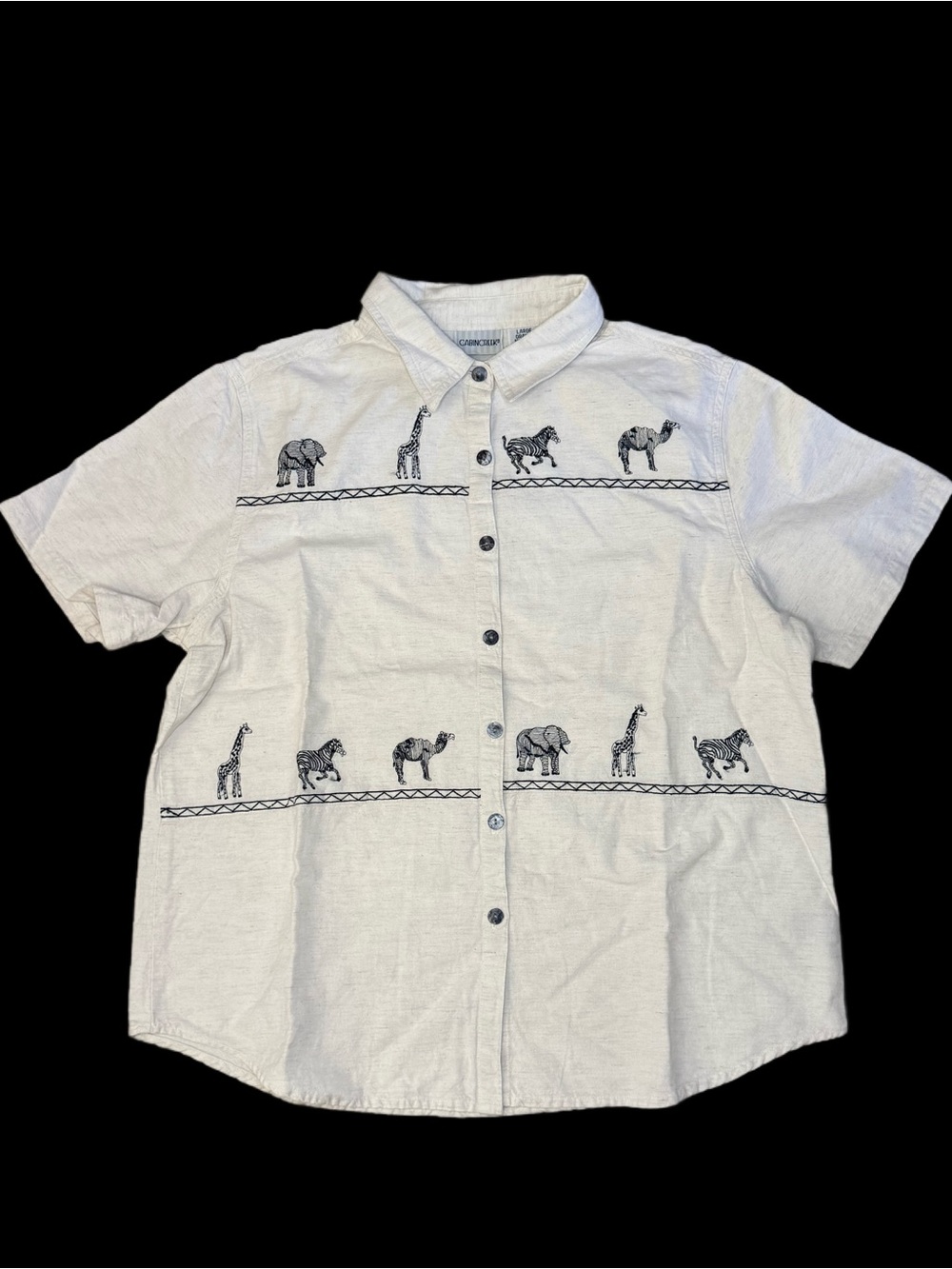 Cabin Creek Natural Cotton Button-Front Shirt with Dark Wood Button